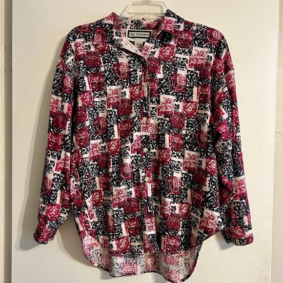 100% SILK Vintage Women’s Silk Exchange Shirt - Picture 1 of 6